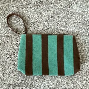 Anthropologie Striped Green and Brown Wristlet